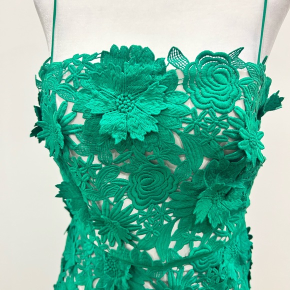 Milly appliqué green dress with spaghetti straps EUC - Picture 3 of 7